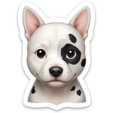 White pitbull Australian cattle dog mix with black spot on her butt and subtle black spots  sticker