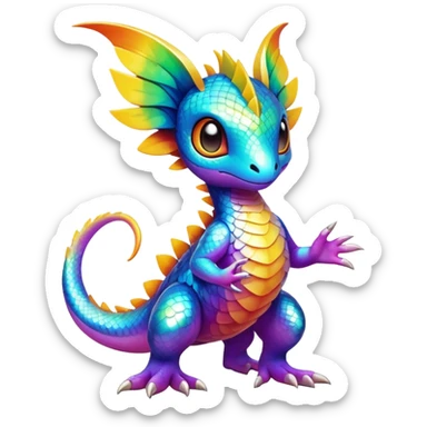 Exotic tropical shiny rare colorful epic cute Fakémon-creature, full body, with random markings sticker