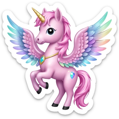 Sparkly little soft pink pony wings  sticker