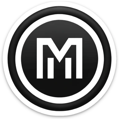 Black circle with “MB” written on in the middle of it. Nothing else no holes or anything. sticker