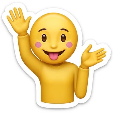 Create an emoji with its tongue out and it’s hands to the side  sticker