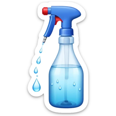 a spray bottle spraying water onto a burn wound. sticker