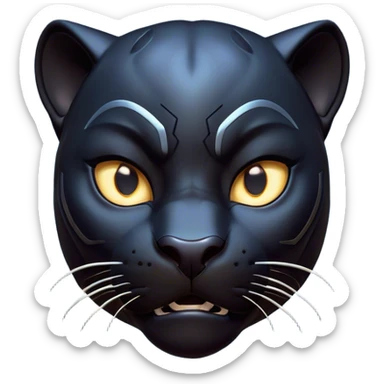 Cinematic Comical Panther Portrait Emoji, Head tilted dramatically with an exaggeratedly shocked expression, featuring a sleek, muscular body with wide, comically expressive eyes full of humorous disbelief, Simplified yet hilariously expressive features, highly detailed, glowing with a slightly sassy dark glow, high shine, dramatic yet playful, stylized with an air of quirky feline attitude, soft glowing outline, capturing the essence of a meme-worthy panther that looks ready to side-eye its way into viral fame! sticker