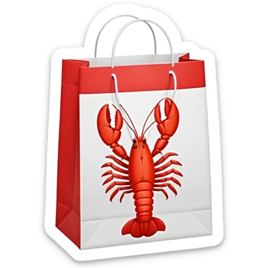 Gift bag with a lobster claw sticking out sticker