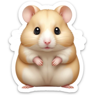 Cinematic Noble Cream Hamster Portrait Emoji, Poised and regal, with a tiny, compact build and a smooth, pristine cream coat, deep-set soulful dark eyes, Simplified yet sharp and sophisticated features, highly detailed, glowing with a soft, dignified glow, high shine, intelligent and energetic, stylized with an air of miniature elegance, focused and attentive, soft glowing outline, capturing the essence of a watchful and confident rodent, so majestic it feels as though it could scurry out of the screen with effortless authority! sticker