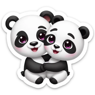 A panda with her cute girlfriend panda enjoying each other’s company  sticker