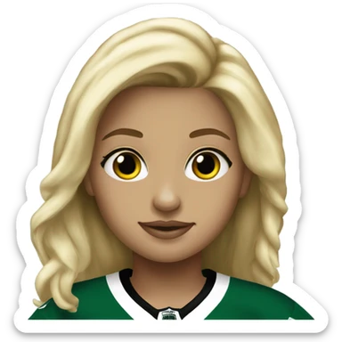 Blonde girl wearing Dallas Stars jersey sticker