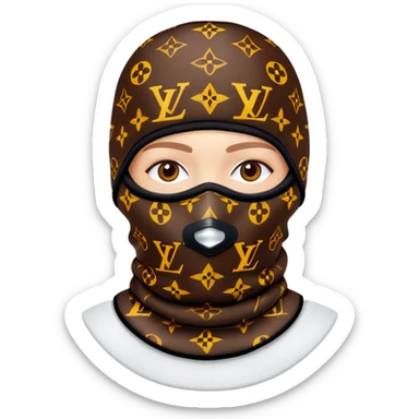 luxury Louis Vuitton ski mask with brown LV monogram pattern sticker