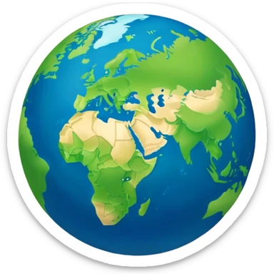 Earth globe with green landmasses creating a stylized 812 pattern, blue background, iOS emoji style, variation of previous design sticker