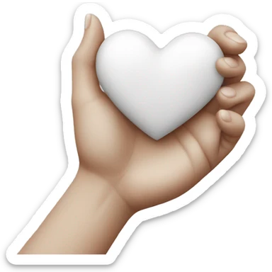 White heart in hand sticker