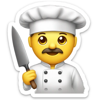 Gorro blanco de chef con cuchillo, tenedor y cuchara sticker