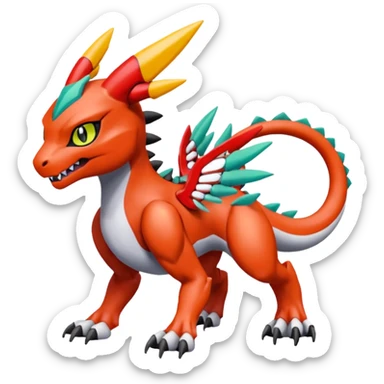 Meloetta-Wargreymon-Guilmon-Agumon-Pokémon-Digimon-Fakémon-fusion-hybrid-creature sticker