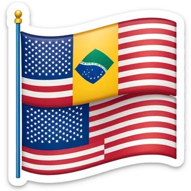 A Brazil Flag Mixed With USA Flag sticker