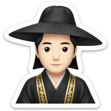Japanese Court Lord Elegant noble in long robes with tall hat
 sticker
