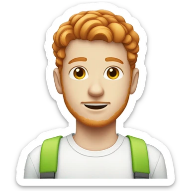 A ginger teenager with a stubble moustache light freckles and orthopaedic braces sticker