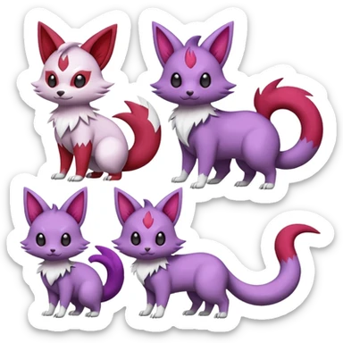 Zangoose-Rattata-Skitty-Noibat-Purrloin-Fakemon-hybrid-creature (full body) sticker