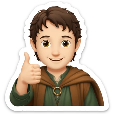 Frodo from lord of the ring doing a thumb up sticker