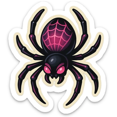 gothic spider, black and pink, retro stickers style sticker