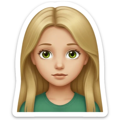 A young girl with long dirty blonde hair and hazel green eyes sticker