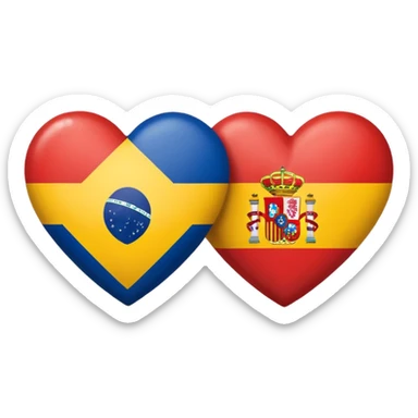 Corazon dividido, que en el fondo una mitad sea bandera esoañola y la otra de brasil sticker