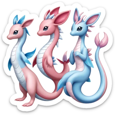Milotic-Sylveon-Primarina-Dragonair-Pokémon full body sticker