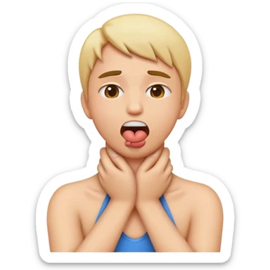 criss cross hands around throat choking self emoji tongue out sticker