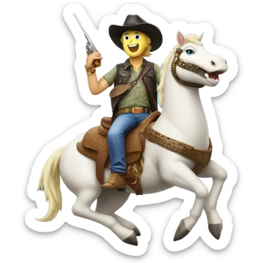 crocodile dundee riding a unicorn sticker