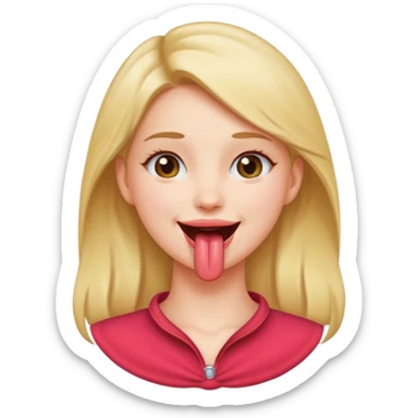 a girl holding her neck sticking her tongue out sticker