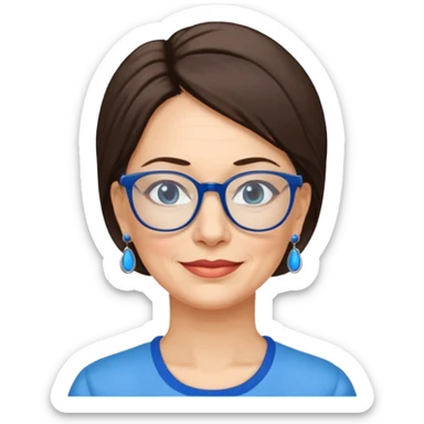 signora 50 anni con occhiali e orecchini azzurri sticker