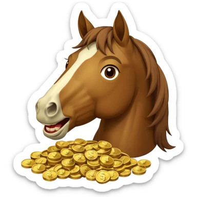 Laughing horse who is a smart and rich bank clerk but laughing with money sticker