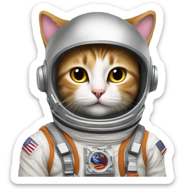 Create an emoji of a cat wearing an astronaut suit and helmet sticker