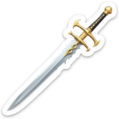stylized Zulfiqar sword emoji with split blade and elegant hilt, modern emoji style, easily readable at small sizes, no text sticker