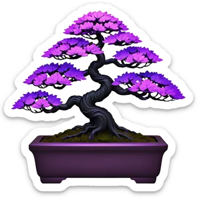  Rustic shiny black-purple fiber optic lights crimson maple cobalt tiny bonsai  sticker
