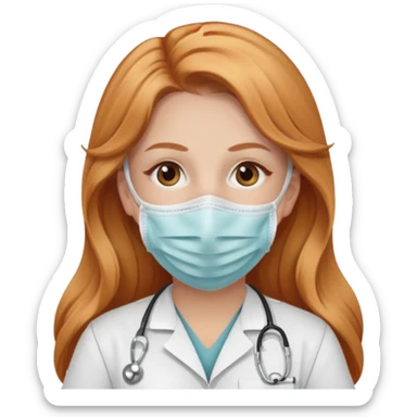 nurse with long strawberry blonde hair with brown eyes sticker
