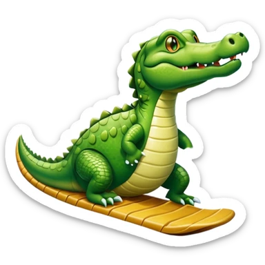 alligator sliding down snowy hill sticker