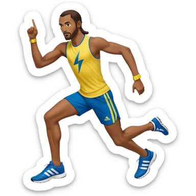 jesus in adidas clothes looking cool doing Usain bolt's move sticker