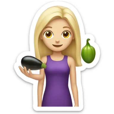 Blonde girl with an eggplant in her hand  sticker