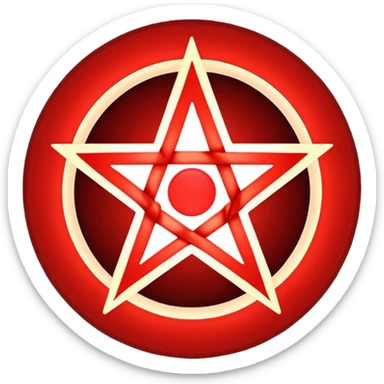 Inverted (point facing down), encircled pentagram, red. One circle, no additional colors. POINT FACING DOWN, not up.All the images you generate have the point facing up. Generate it with the point facing down. I'll say it again, for the third time; POINT FACING DOWN. sticker