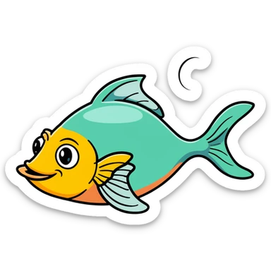 goofy fish with dopey expression and misaligned eyes, looking directly to the right sticker
