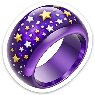 epoxy resin ring with space purple and stars motifs crystal sticker