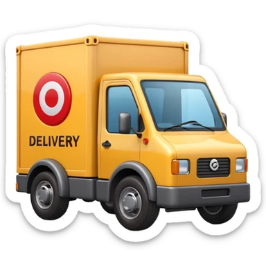 3D Apple-style emoji of a small delivery truck with a box container, simple wheels, and a shipping logo. Rounded, glossy, smooth, soft shadows, white background.



 sticker