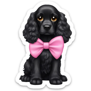 Black cocker spaniel wearing a pink bow  sticker