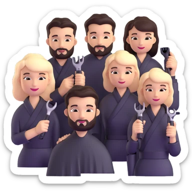 professional hairstylists team group sticker