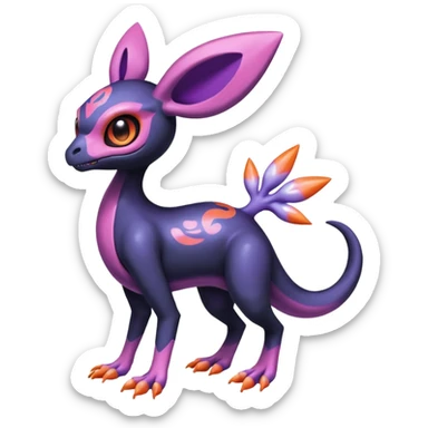 Shiny Duskull-Salandit-Sylveon-Fakémon-hybrid-creature (full body)  sticker