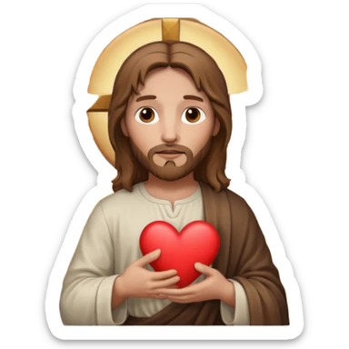 jesus holding a heart sticker