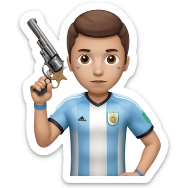 haz un turro con una biszera para atras y con un arma remera argentina pero arma de fuego que tenga un revolver  solo sticker
