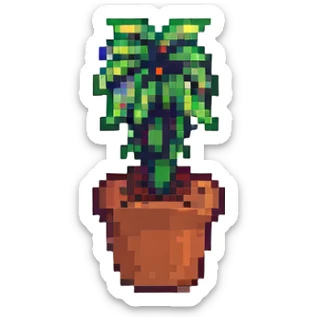 potted plant pixel art sticker