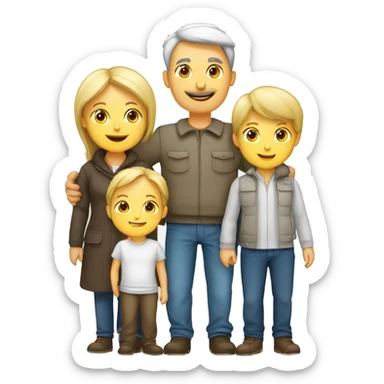 family two parents with four children European white sticker