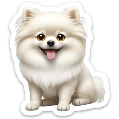 White pomeranian dog  sticker