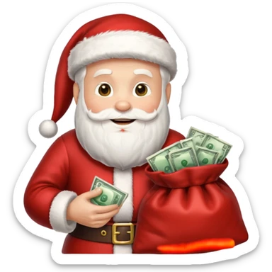 Um emoji de um  papai noel segurando um saco de dinheir sticker